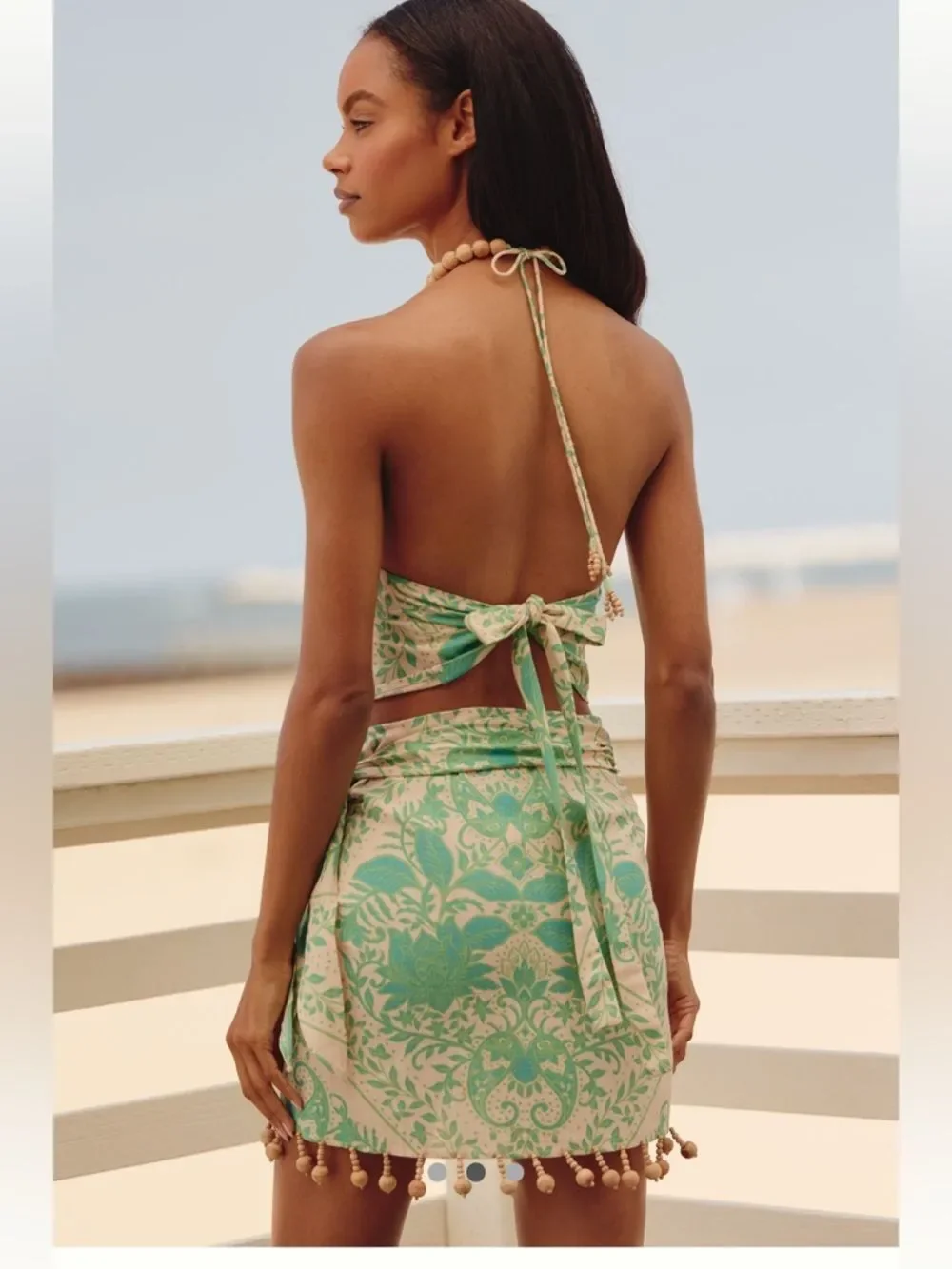 Anthropologie Ollari Linen Blend Beaded Halter Top and  Printed Sarong!